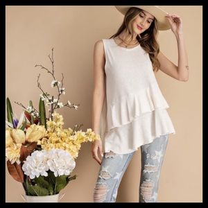 🌺Ruffled cream tank by Easel in Sz. Large🌺